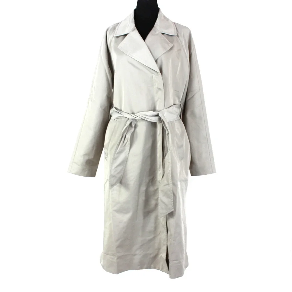 Away Travel Transit Trench Coat NEW Double Breasted Sand Belted Long Jacket M